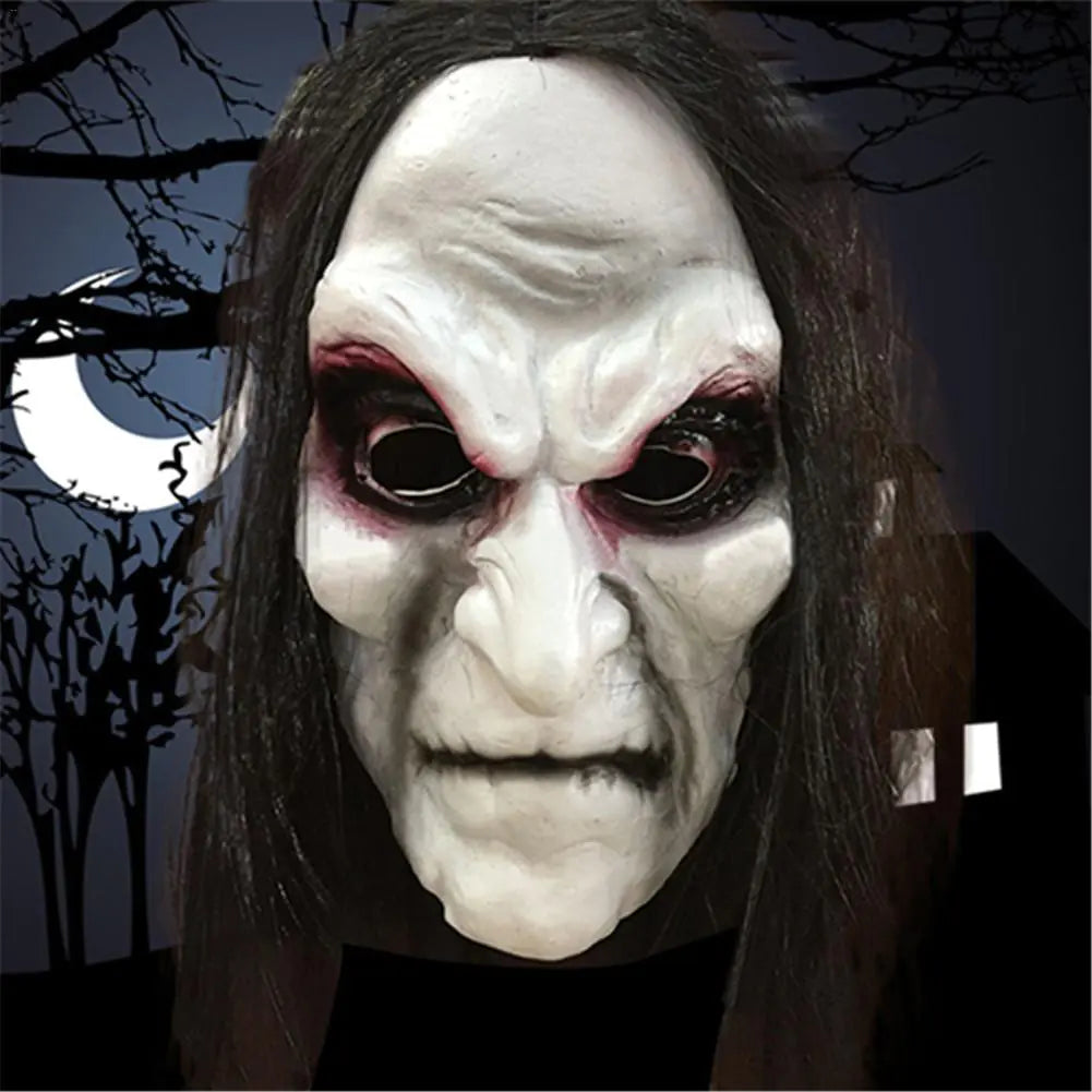 Halloween Long-Haired Horror Mask with Blood Design