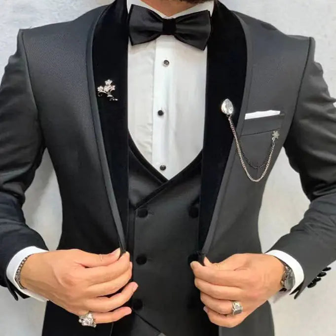 Dark Grey Three-Piece Suit for Men