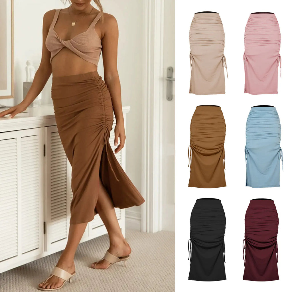 Pleated Lace-Up Sexy Long Skirt for Fashionistas
