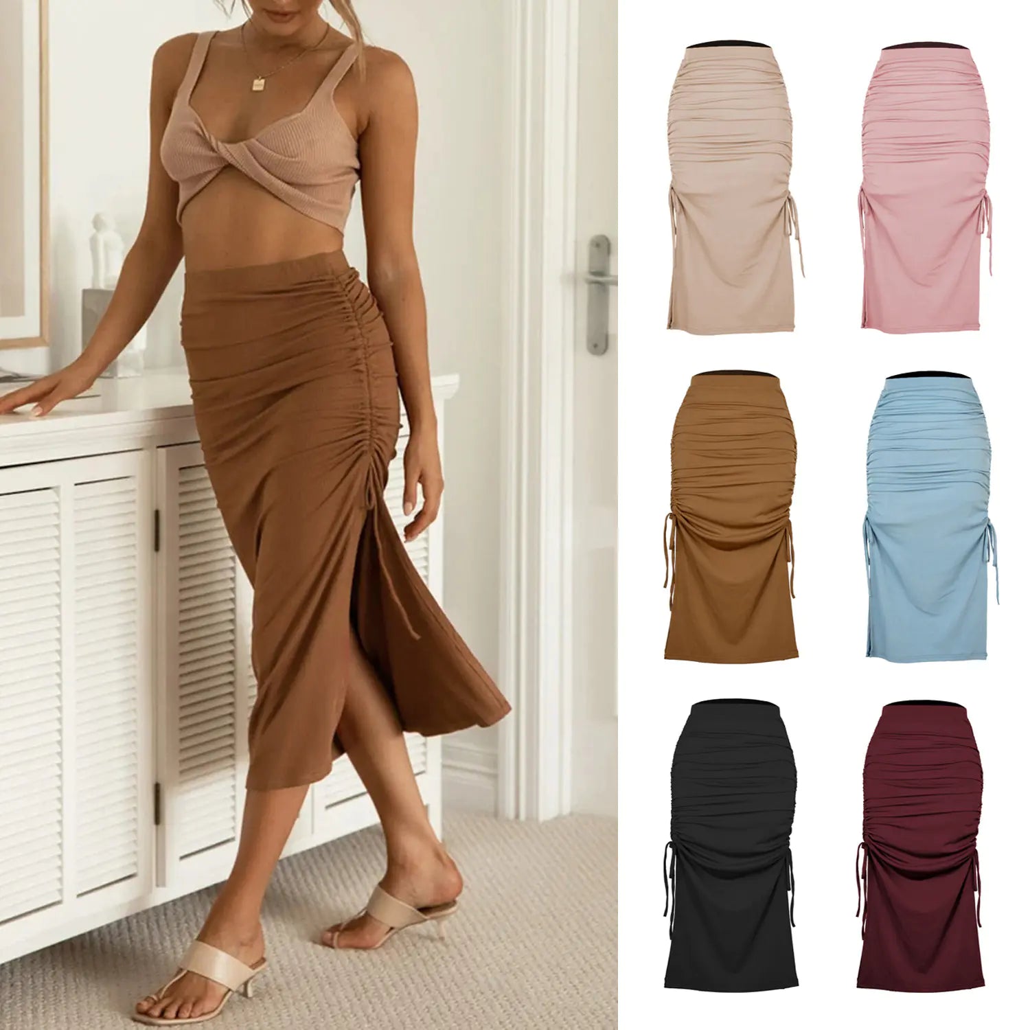 Pleated Lace-Up Sexy Long Skirt for Fashionistas