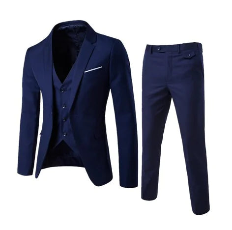 Men's Slim Fit Solid Color Wedding Suit Set