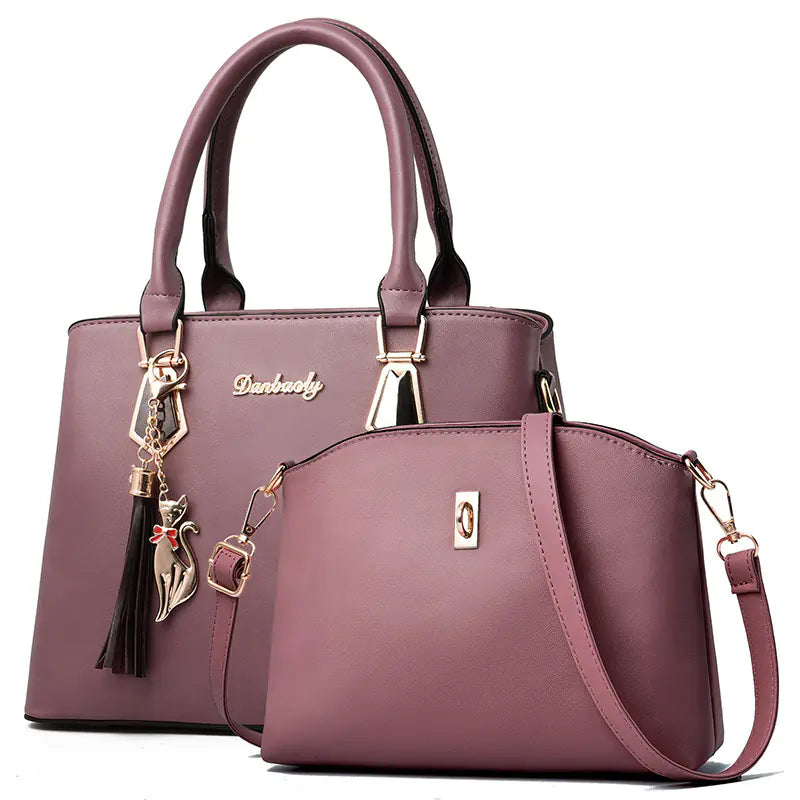 Fashionable Women's PU Handbag and Crossbody Purse Set