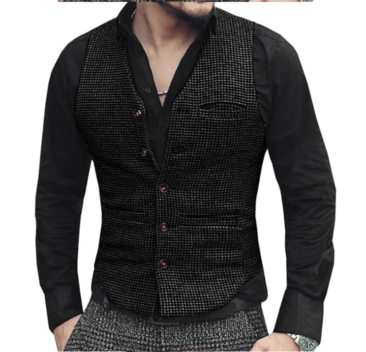 Men's Plaid Waistcoat - Vintage Style Wool Vest