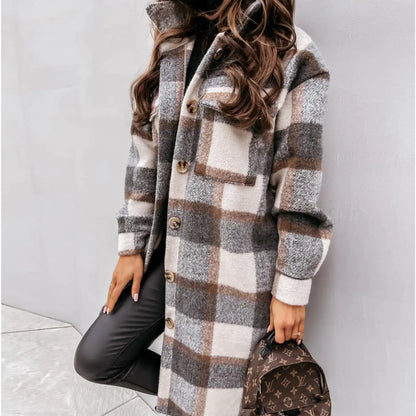 Woolen Plaid Overcoat