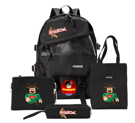 Four-Piece Canvas Backpack Set for Students