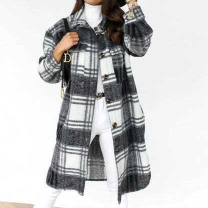 Woolen Plaid Overcoat