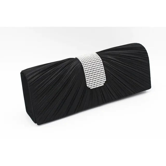 Black Satin Silk Evening Clutch Purse for Women