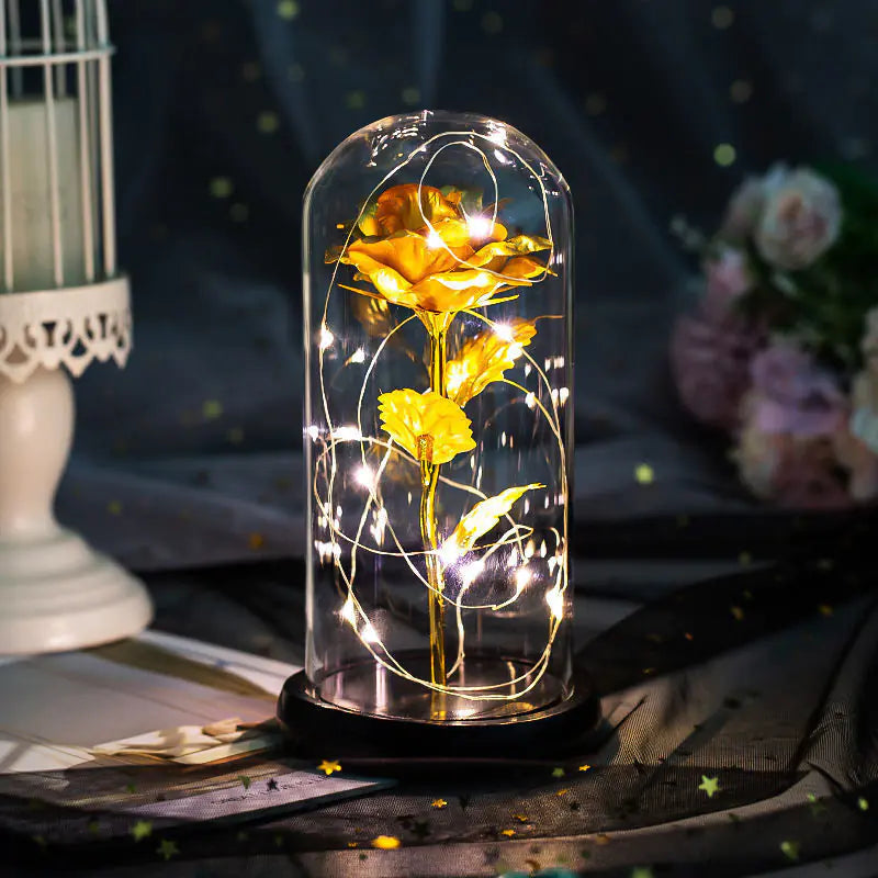 Eternal Flower Glass Cover with Battery - Valentine's Gift