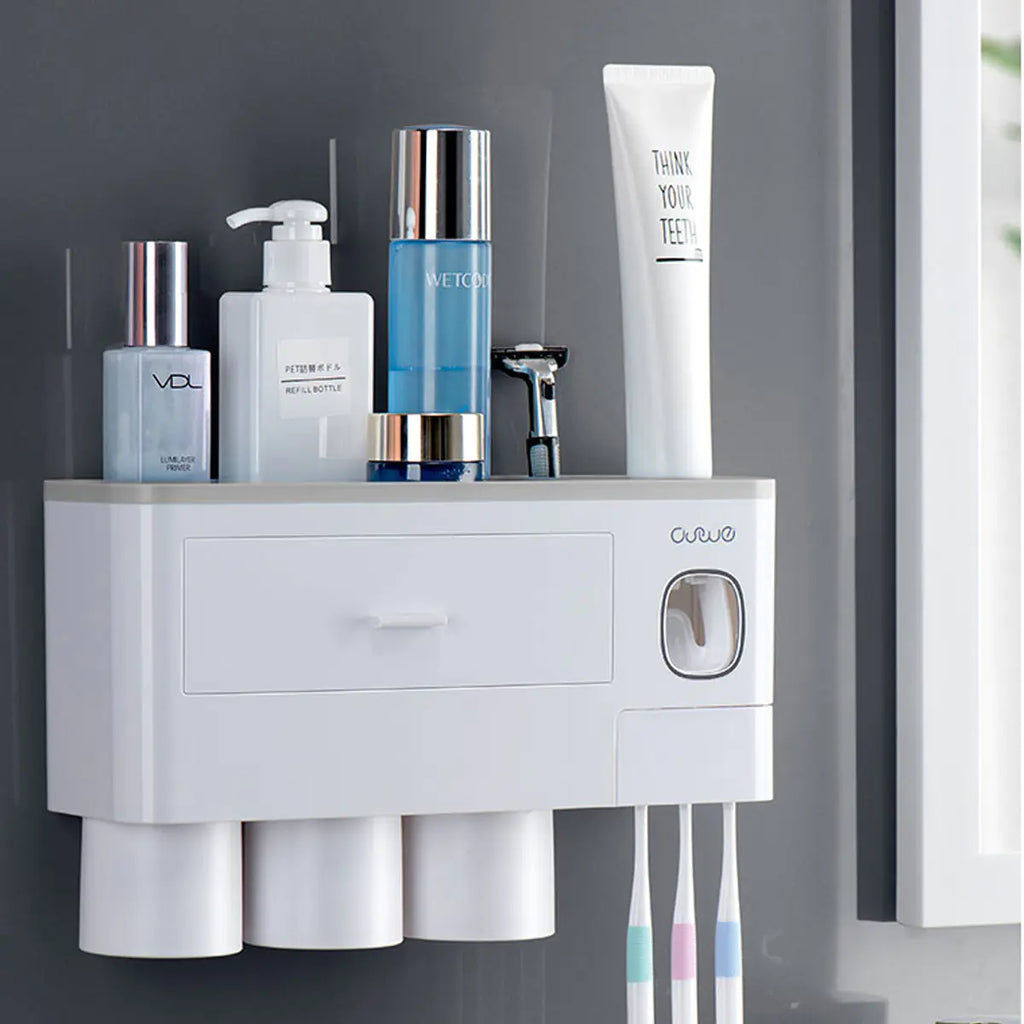 Magnetic Toothbrush Holder Set with Automatic Toothpaste Dispenser