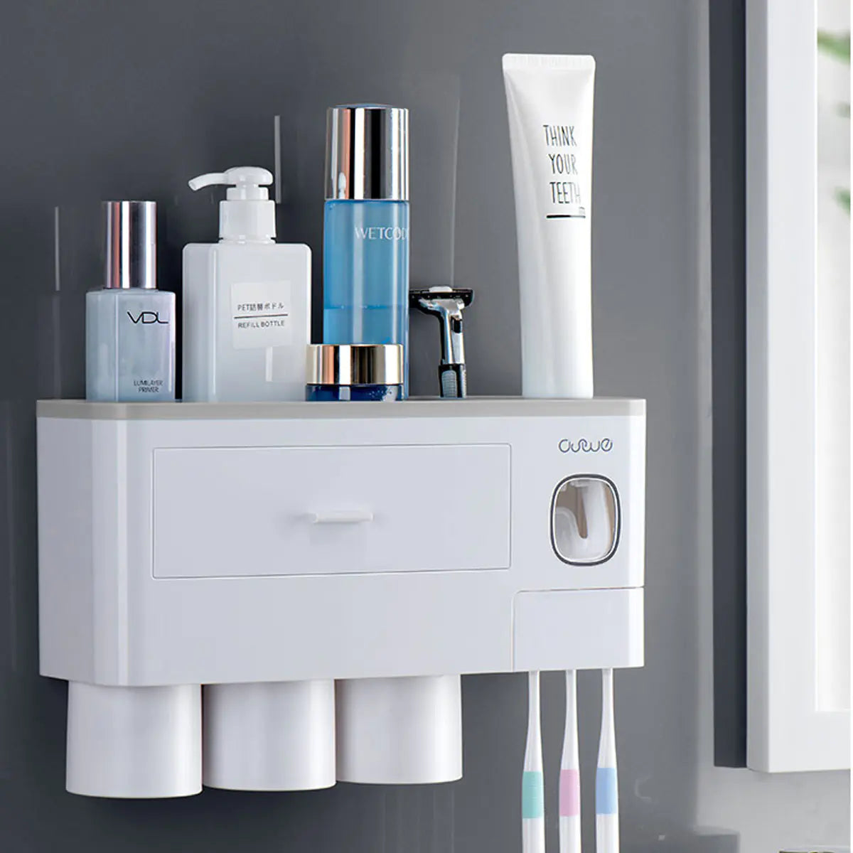Magnetic Toothbrush Holder Set with Automatic Toothpaste Dispenser