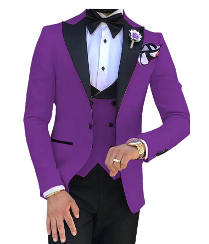 Men's Slim Fit 3-Piece Suit for Weddings and Events