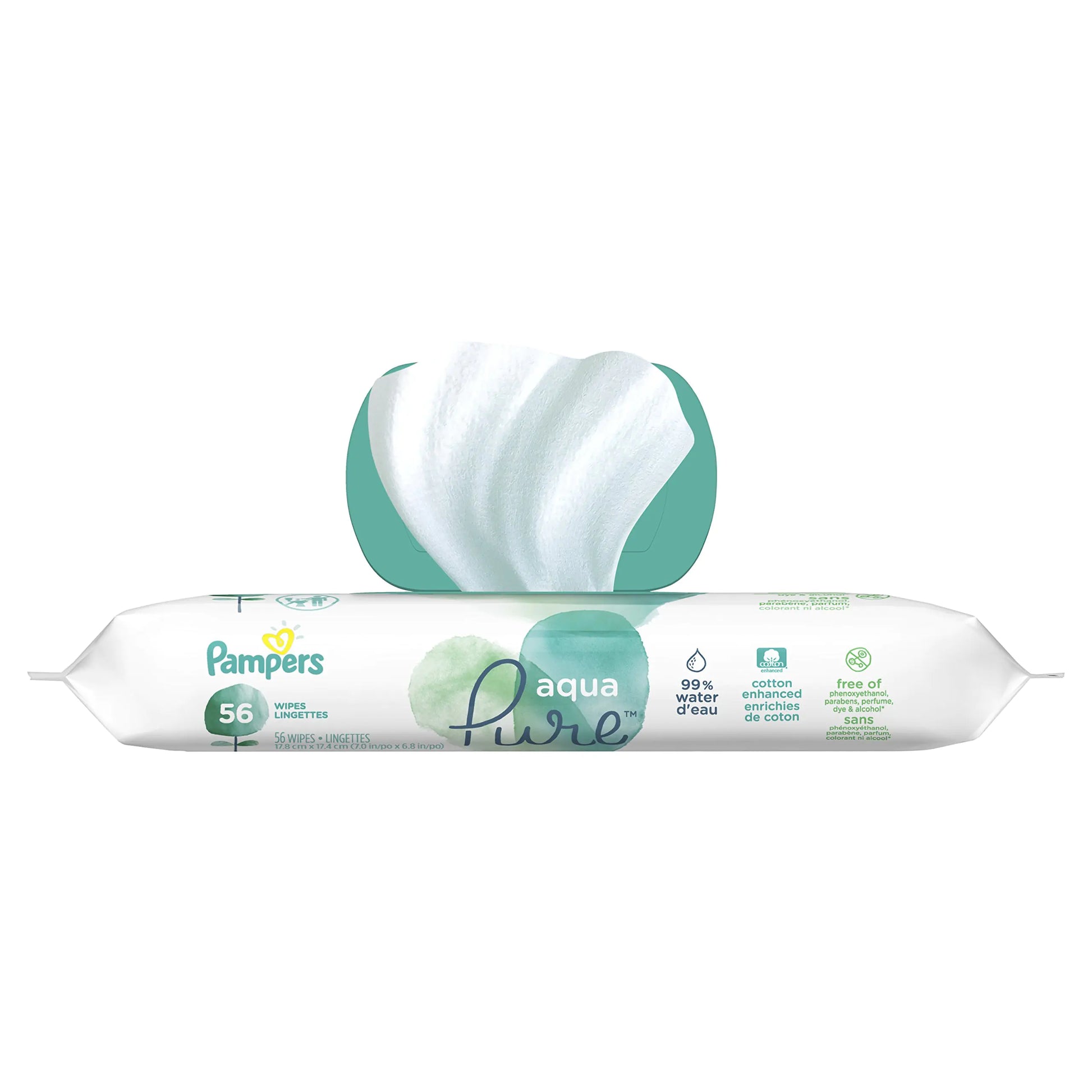 Baby Wipes Pampers Aqua Pure Sensitive Water Baby Diaper Wipes Hypoallergenic and Unscented 56 Total Wipes