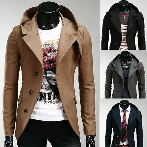 Men's Korean Slim Fit Hooded Blazer Jacket