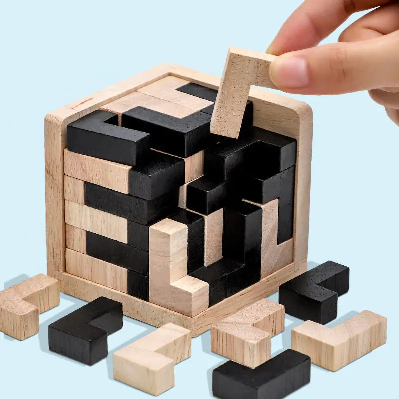 3D Wooden Cube Puzzle Toy