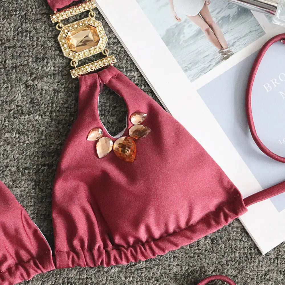 Luxury Crystal Bikini for Saipan Beach Wear
