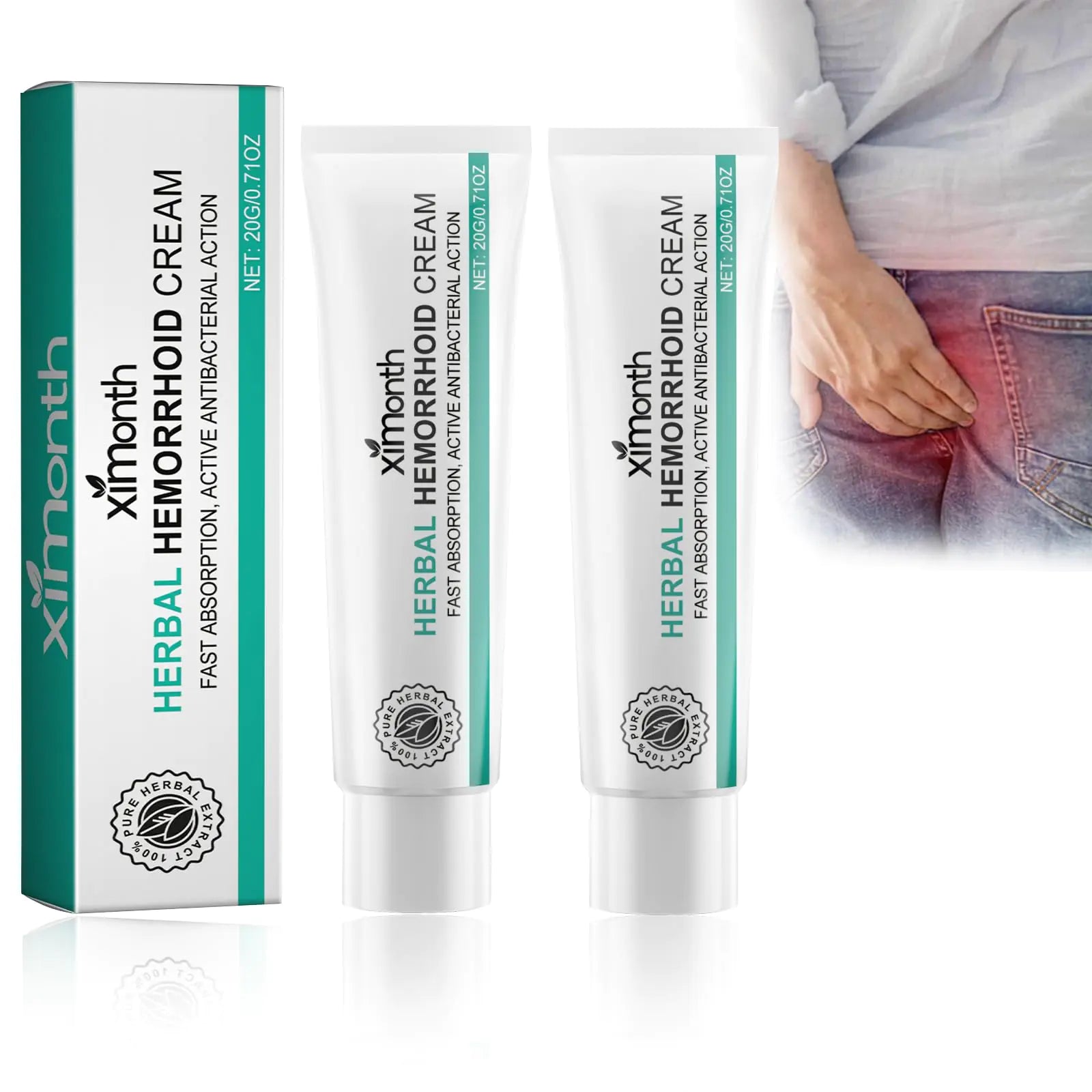 KANBHE Hemorrhoid Cream Herbal Hemorrhoids Cream Natural Hemorrhoid Ointment for Men and Women Hemroid Cream (2PCS)