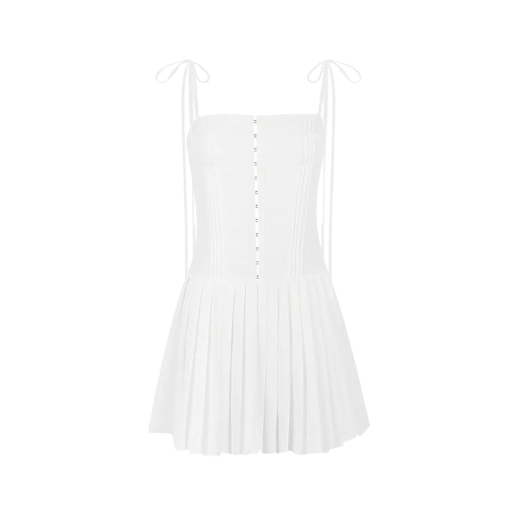 Summer White Backless Dress - French Style Mini Dress