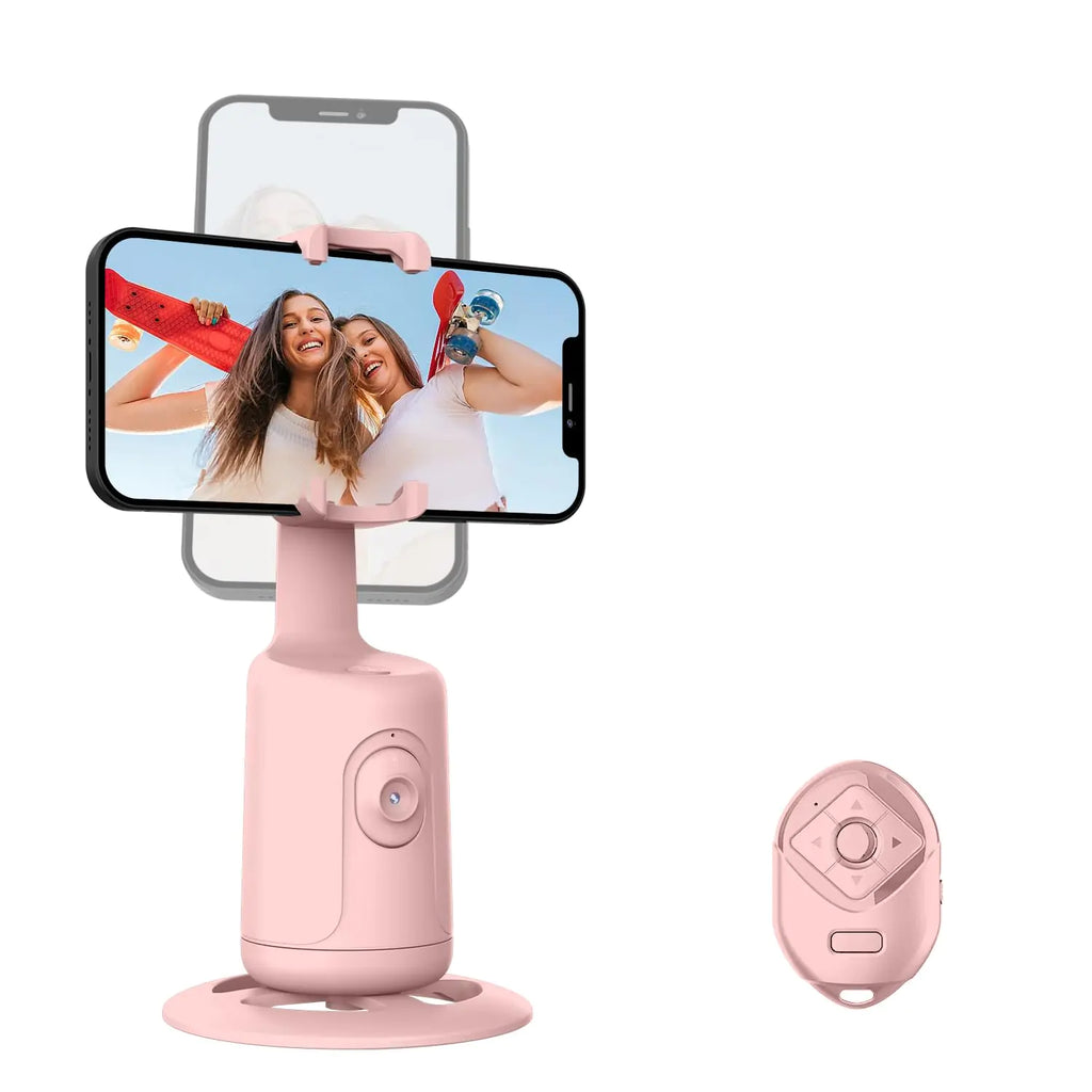 2024 Auto Face Tracking Tripod 360° RotationAFARER face Body Tracking Phone Holder AI Gesture Phone Camera Mount with Remote face Tracking Camera Following Tripod for tiktok Vlog Streaming -Pink