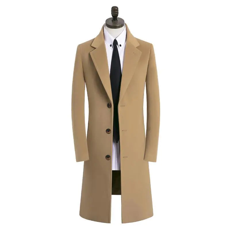 Medium Long Woolen Coat for Men