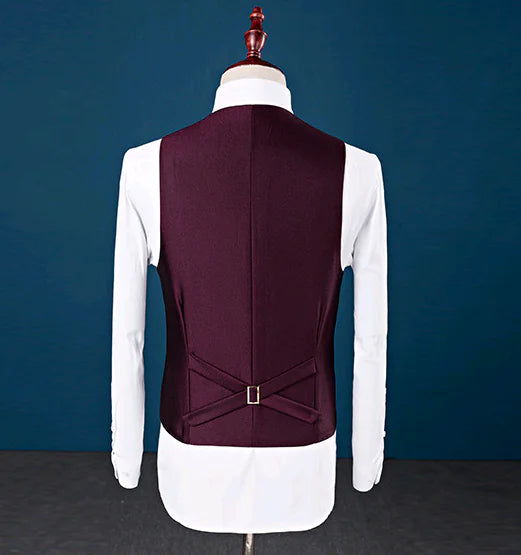 Men's Three-Piece Wedding Suit with Notch Lapel