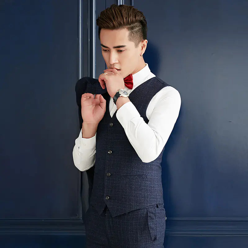 Men's Slim Fit British Style Suit Set for Weddings