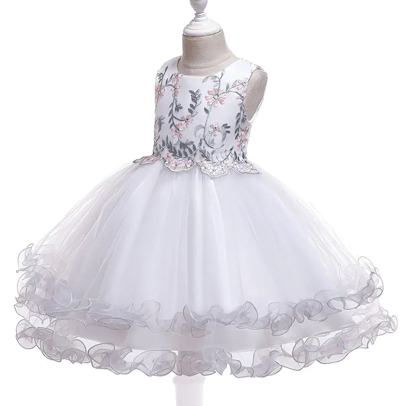 Embroidered Flower Sleeveless Toddler Dress