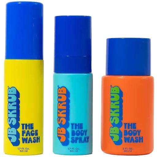 JB SKRUB The Junior Travel Trio - Complete Skin Care Set for Kids Tweens & Teens: Hydrating Body Wash Refreshing Body Spray & Gentle Face Wash