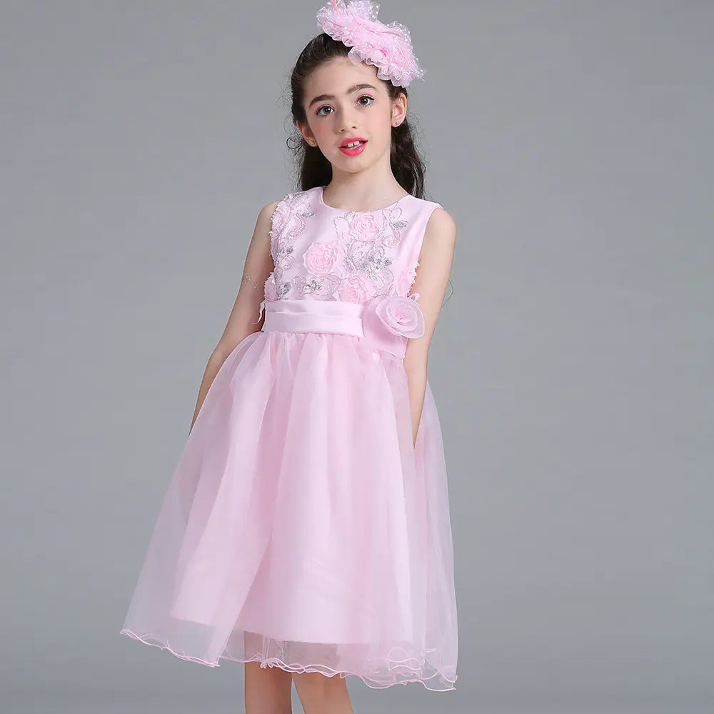 Children's Flower Sequin Princess Dress