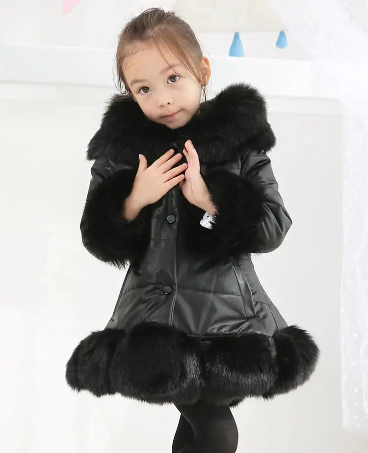 Girls Mid-Length Padded Winter Jacket