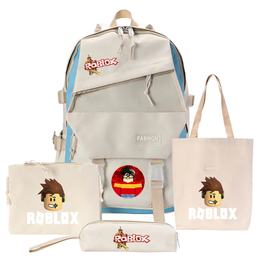 Four-Piece Canvas Backpack Set for Students