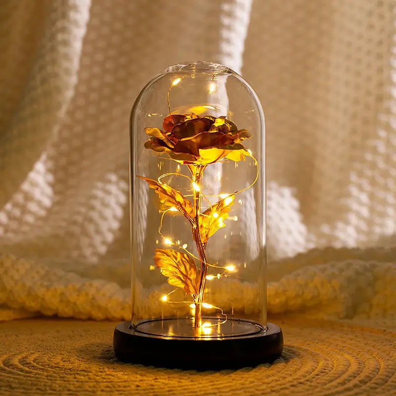 Eternal Flower Glass Cover with Battery - Valentine's Gift