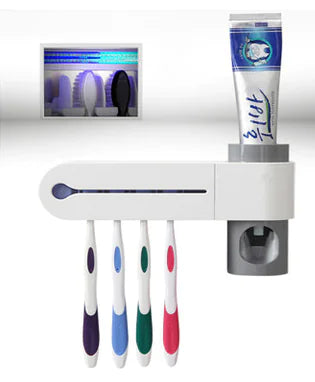 2-in-1 UV Toothbrush Holder with Automatic Toothpaste Dispenser