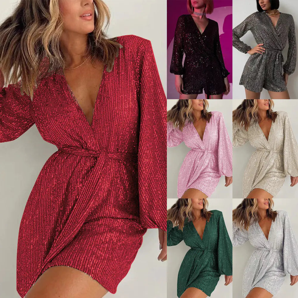 Sequined Long Sleeve Dress for Women