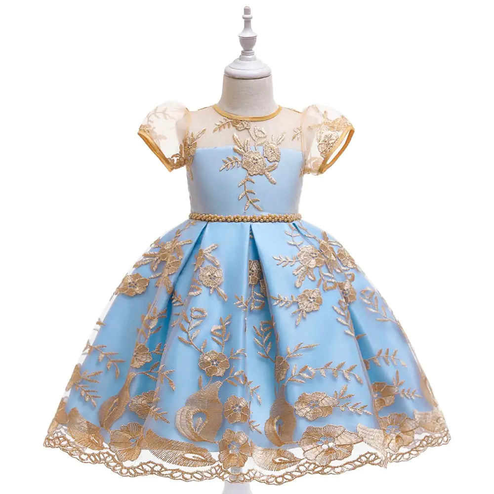Princess Dress for Kids with Bow and Pearl Accents
