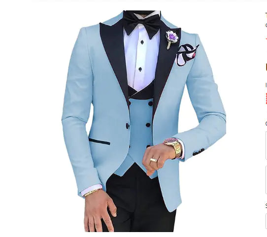 Men's Slim Fit 3-Piece Suit for Weddings and Events