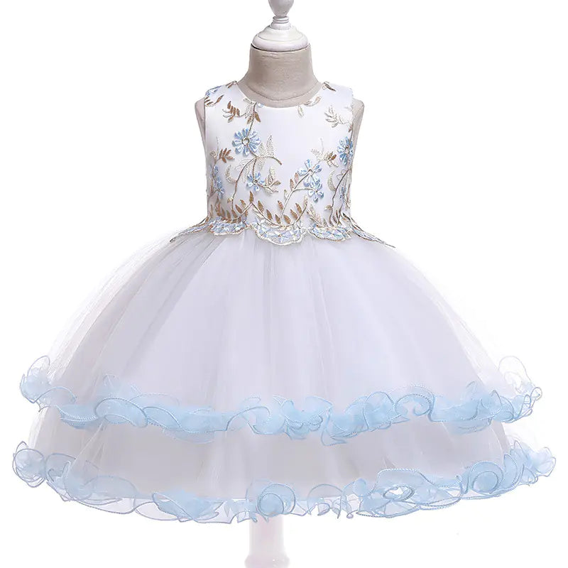 Embroidered Flower Sleeveless Toddler Dress