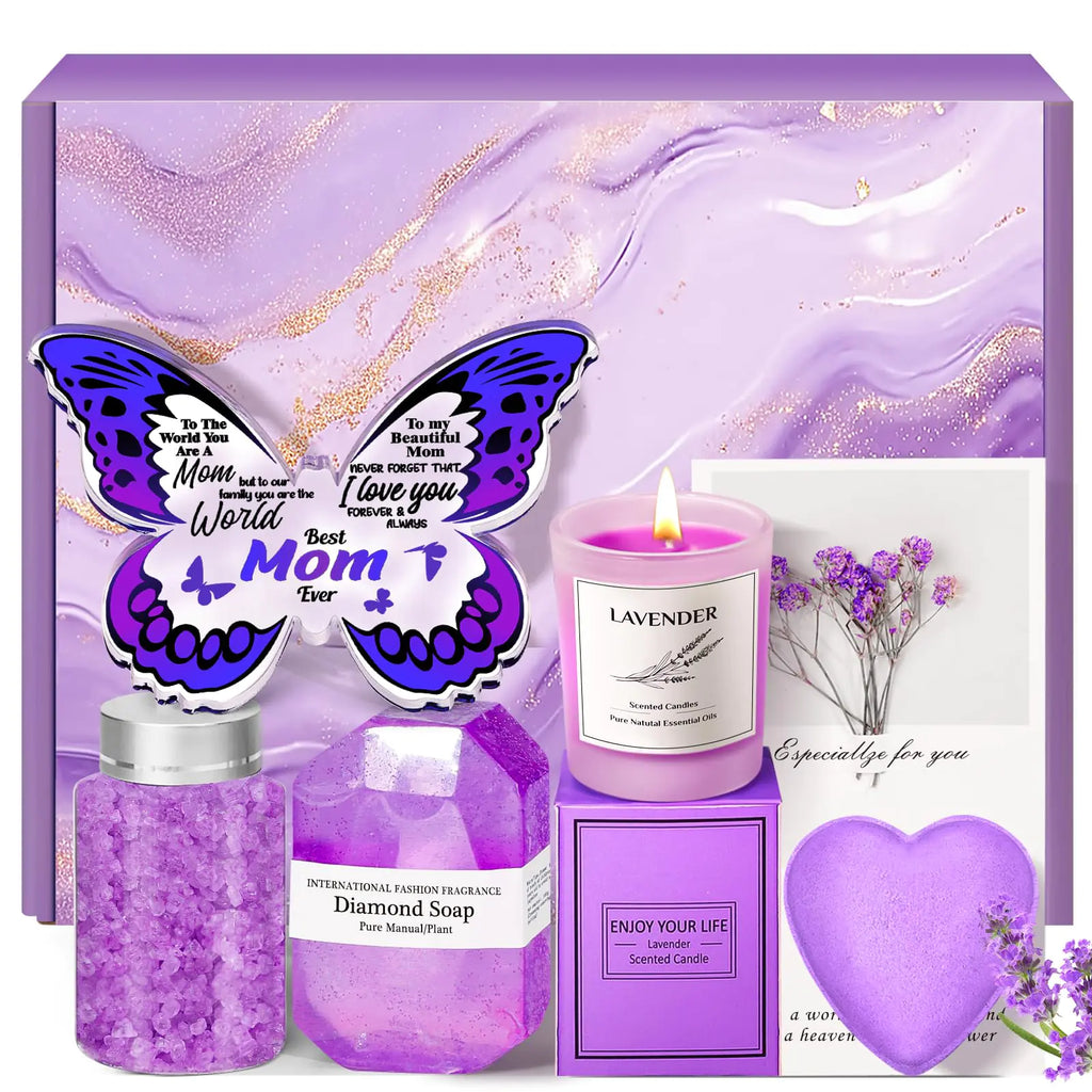 Eletorot Mothers Day Gift Basket: Relaxing Spa Gift Basket Set with Butterfly-Shaped Acrylic Keepsake Unique Mom Gifts for Mothers Day Birthday Thanksgiving Christmas