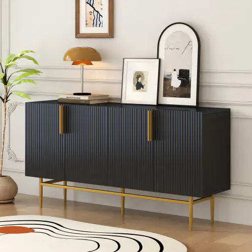 Modern And Elegant 4-door Sideboard Buffet Cabinet With Gold Metal Handle