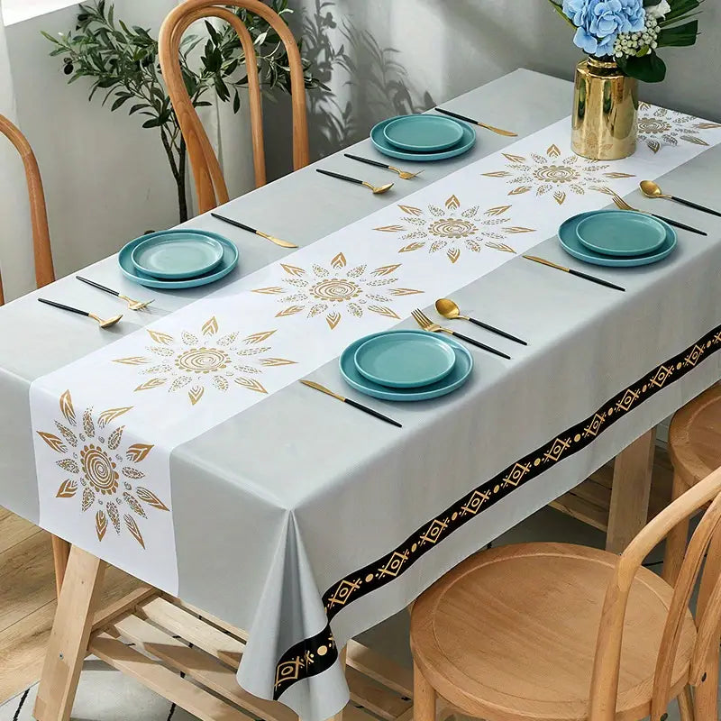 1-Piece Waterproof Oil-Proof PVC Tablecloth, Wear-Resistant