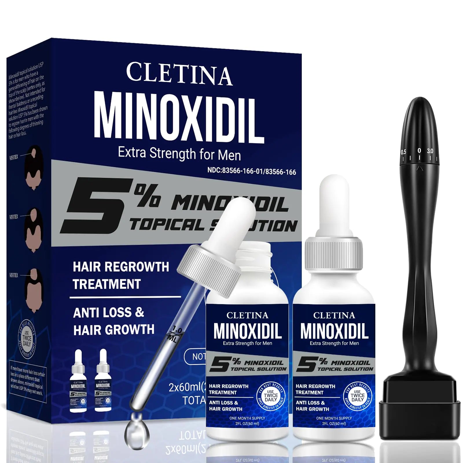 5% Minoxidil for Men Hair Growth Serum Oil Treatment with Dropper- Help to Stop Thinning and Loss Hair - Hair Growth Oil Biotin Hair Regrowth for Stronger Thicker