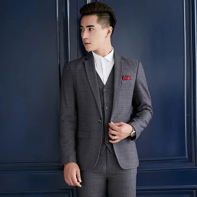 Men's Slim Fit British Style Suit Set for Weddings