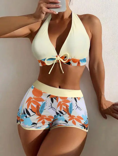 VigoBreviya 2022 Print Tied Halter Swimwear Women Sexy High Waist