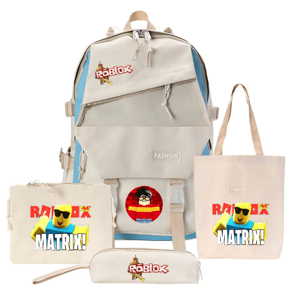 Four-Piece Canvas Backpack Set for Students