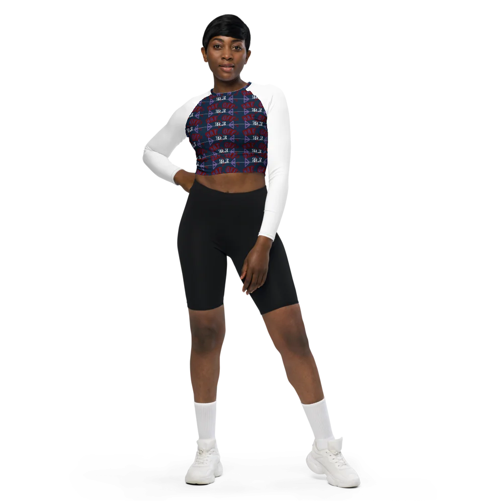 All-Over Print Recycled Long Sleeve Crop Top