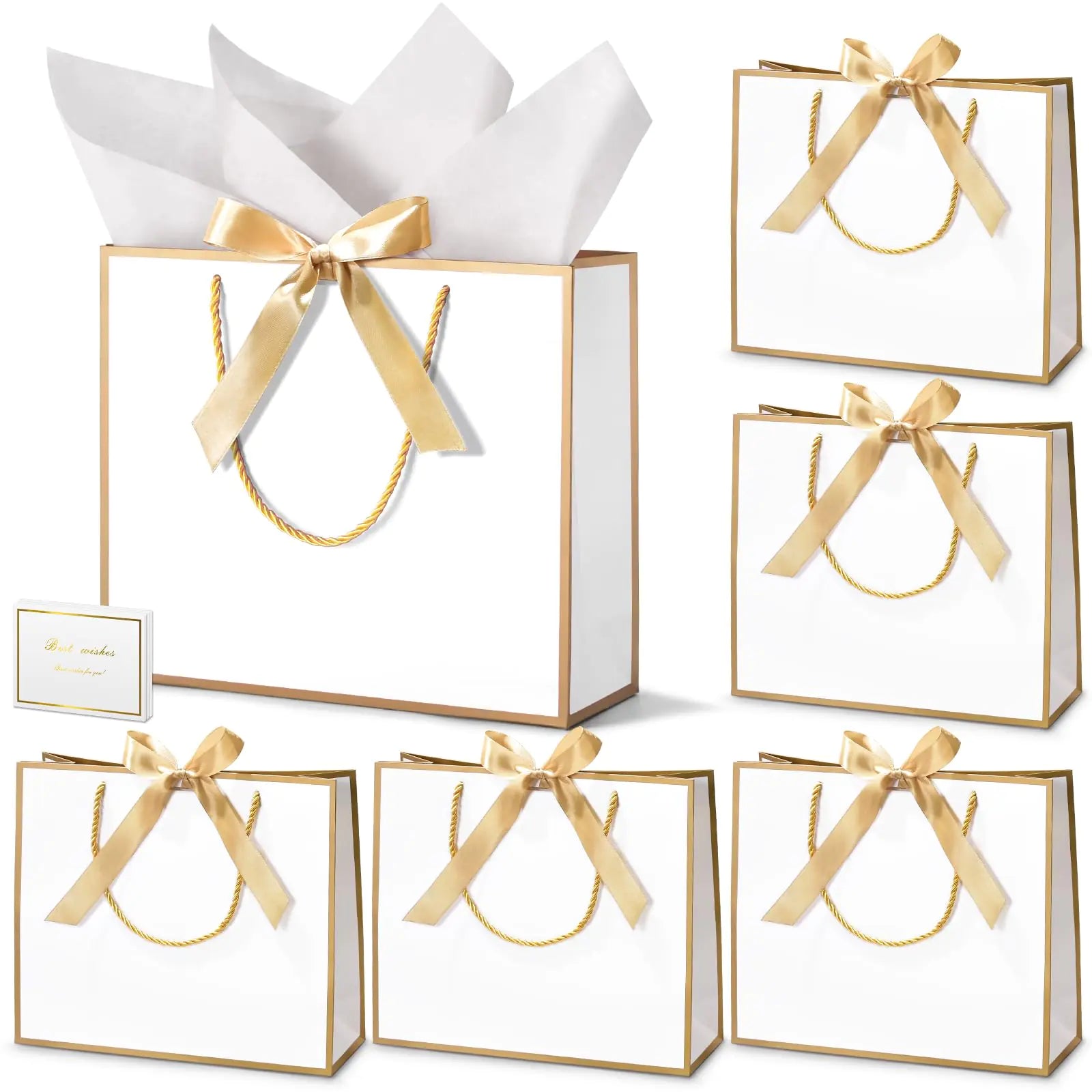 DOYIDE 15 Pcs Thank You Gift Bags with Tissue Paper 11.8x10x4in Paper Gift Bags with Bow Ribbon Gift Wrap Bags with Handles for Wedding Birthday Baby Shower Bridesmaid Party