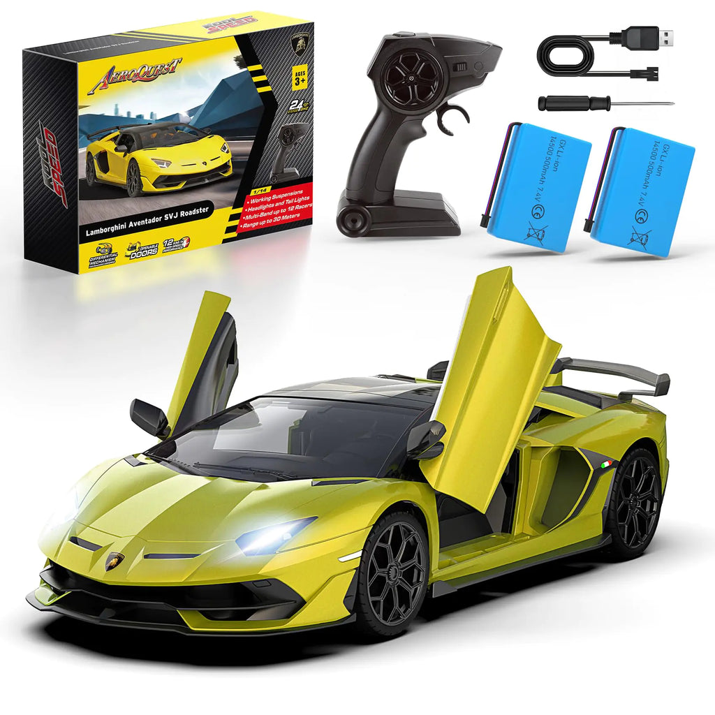 AEROQUEST Lamborghini Remote Control Car Officially Licensed 1:14 Lambo RC Car for Boys Girls Birthday Gift Green Toys for 3 4 5 Years Old（Green）
