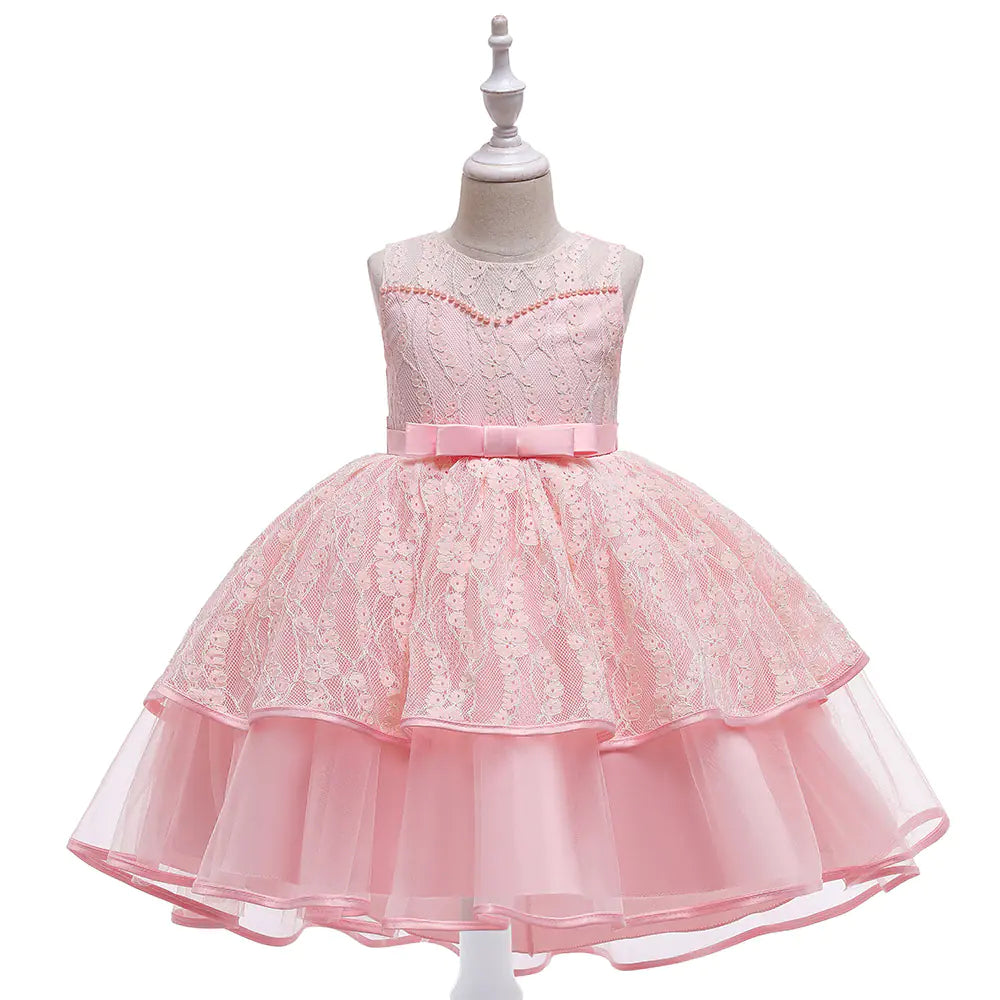 Lace Embroidery Mesh Princess Dress for Kids