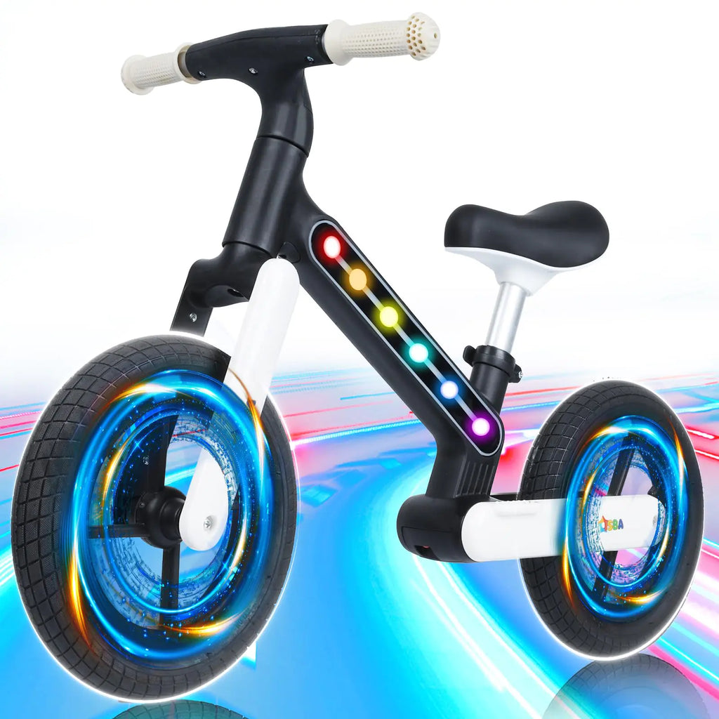 ISBA Balance Bike Lighting Toddler Bike 2-5 Year Old Toddler Balance Bike with Adjustable Handlebar & Seat No Pedal Bikes Gift Bike for 2-5 Boys Girls Black