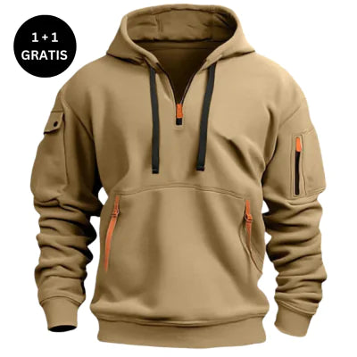 Cotton Dropped Shoulder Hooded Sweatshirt