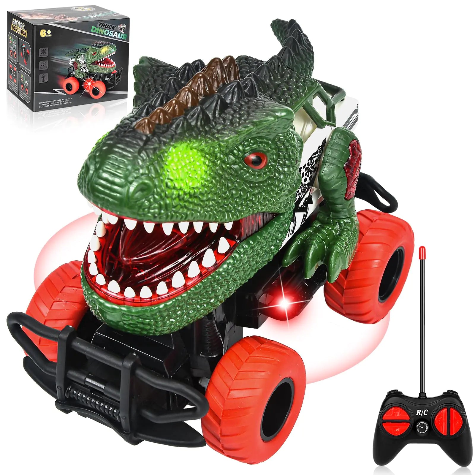 Dinosaur Remote Control Toys Car for Toddlers RC Car Toys 3 4 5 6 Year Olds Dinosaur Toys for Ages 3-12 - Easter or Birthday Gift for Kids Boys and Girls (Green)